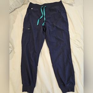 Figs FREEX Navy Lined Joggers with Teal Drawstring